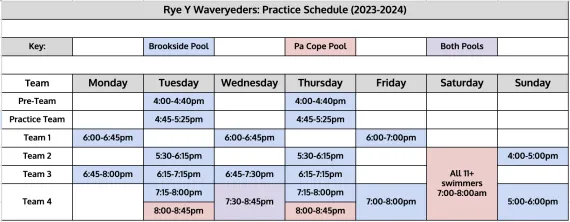 swim team practice schedule