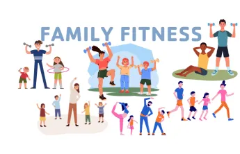Family fitness illustrations