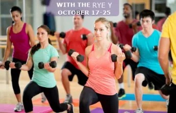 Group workout class.